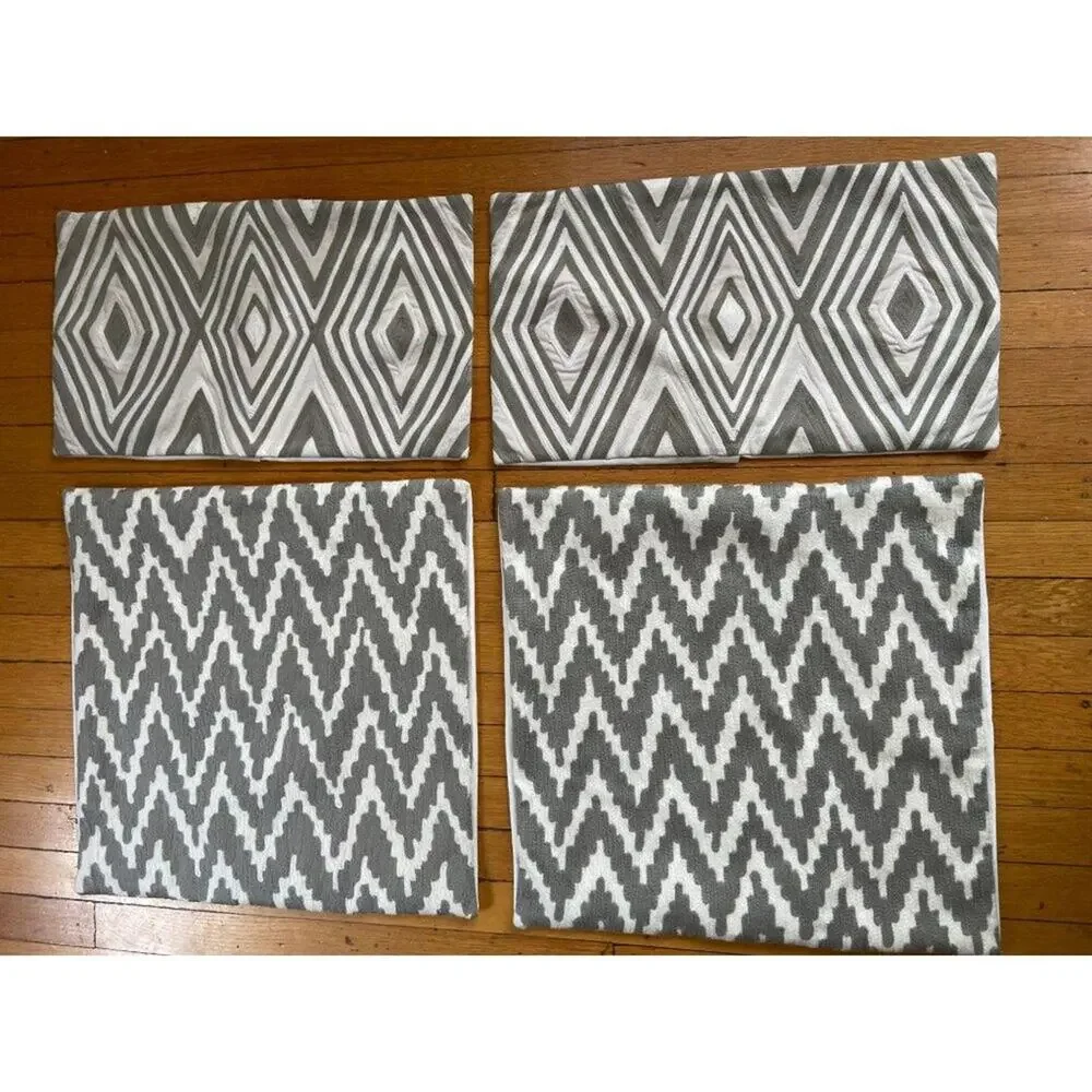 West Elm 4pc Beautiful Embroidered Pillow Shams